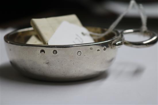 An early 19th century French white metal taste vin, with serpent handle and 1961 purchase receipt, 5 oz.